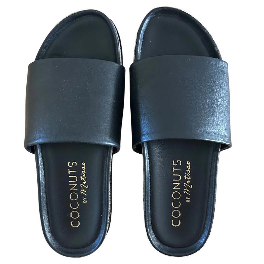 NIB Coconut by Matisse Footbed Snake Sole Slide Sandal in Black Size 7